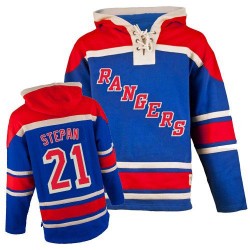 Derek Stepan New York Rangers Authentic Old Time Hockey Sawyer Hooded Sweatshirt Jersey (Royal Blue)