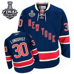 Henrik Lundqvist New York Rangers Reebok Premier Third 2014 Stanley Cup Jersey (Navy Blue)