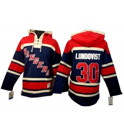 Henrik Lundqvist New York Rangers Premier Old Time Hockey Sawyer Hooded Sweatshirt Jersey (Navy Blue)