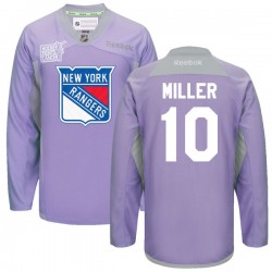 J.t. Miller New York Rangers Reebok Premier 2016 Hockey Fights Cancer Practice Jersey (Purple)
