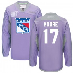 John Moore New York Rangers Reebok Authentic 2016 Hockey Fights Cancer Practice Jersey (Purple)