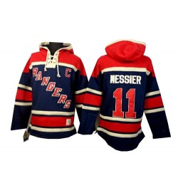 Mark Messier New York Rangers Authentic Old Time Hockey Sawyer Hooded Sweatshirt Jersey (Navy Blue)