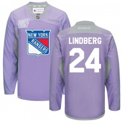 Oscar Lindberg New York Rangers Reebok Premier 2016 Hockey Fights Cancer Practice Jersey (Purple)