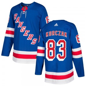 Ryder Korczak New York Rangers Adidas Authentic Home Jersey (Royal Blue)