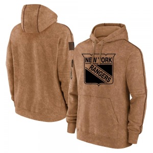 New York Rangers Youth 2023 Salute to Service Club Pullover Hoodie (Brown)
