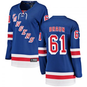 Justin Braun New York Rangers Fanatics Branded Women's Breakaway Home Jersey (Blue)