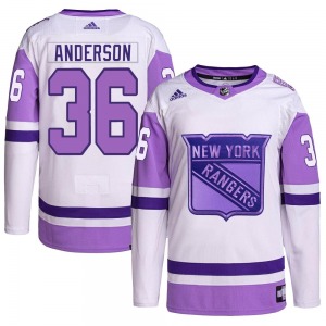 Glenn Anderson New York Rangers Adidas Youth Authentic Hockey Fights Cancer Primegreen Jersey (White/Purple)
