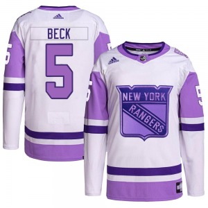 Barry Beck New York Rangers Adidas Youth Authentic Hockey Fights Cancer Primegreen Jersey (White/Purple)
