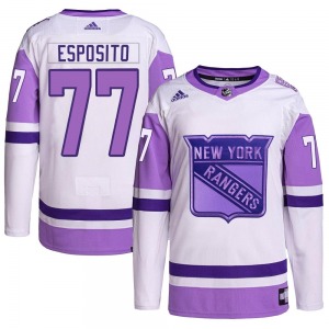 Phil Esposito New York Rangers Adidas Youth Authentic Hockey Fights Cancer Primegreen Jersey (White/Purple)