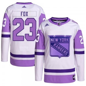 Adam Fox New York Rangers Adidas Youth Authentic Hockey Fights Cancer Primegreen Jersey (White/Purple)