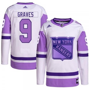 Adam Graves New York Rangers Adidas Youth Authentic Hockey Fights Cancer Primegreen Jersey (White/Purple)