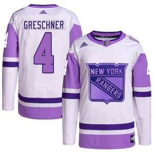 Ron Greschner New York Rangers Adidas Youth Authentic Hockey Fights Cancer Primegreen Jersey (White/Purple)