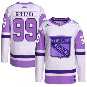 Wayne Gretzky New York Rangers Adidas Youth Authentic Hockey Fights Cancer Primegreen Jersey (White/Purple)