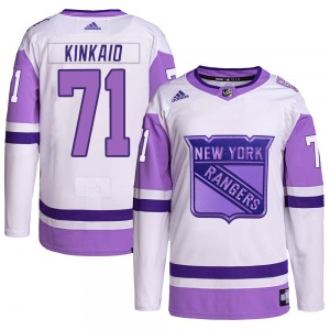 Keith Kinkaid New York Rangers Adidas Youth Authentic Hockey Fights Cancer Primegreen Jersey (White/Purple)