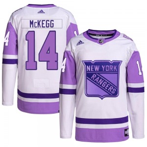 Greg McKegg New York Rangers Adidas Youth Authentic Hockey Fights Cancer Primegreen Jersey (White/Purple)