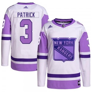 James Patrick New York Rangers Adidas Youth Authentic Hockey Fights Cancer Primegreen Jersey (White/Purple)