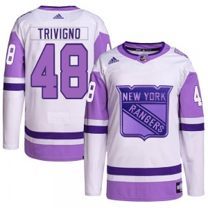 Bobby Trivigno New York Rangers Adidas Youth Authentic Hockey Fights Cancer Primegreen Jersey (White/Purple)