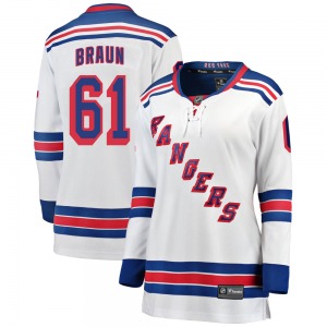 Justin Braun New York Rangers Fanatics Branded Women's Breakaway Away Jersey (White)