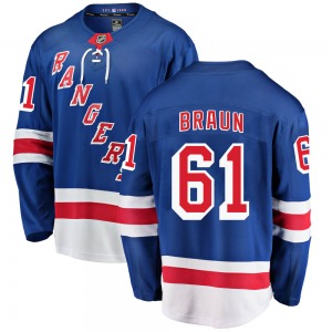 Justin Braun New York Rangers Fanatics Branded Breakaway Home Jersey (Blue)