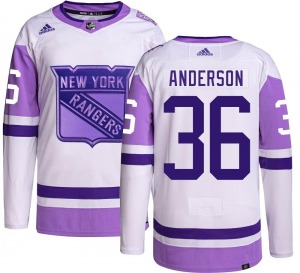 Glenn Anderson New York Rangers Adidas Authentic Hockey Fights Cancer Jersey