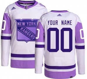 Custom New York Rangers Adidas Authentic Custom Hockey Fights Cancer Jersey