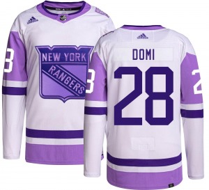 Tie Domi New York Rangers Adidas Authentic Hockey Fights Cancer Jersey