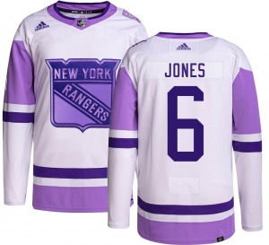 Zac Jones New York Rangers Adidas Authentic Hockey Fights Cancer Jersey