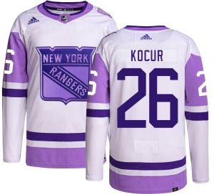 Joey Kocur New York Rangers Adidas Authentic Hockey Fights Cancer Jersey