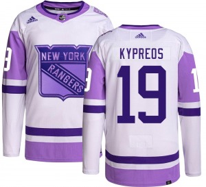 Nick Kypreos New York Rangers Adidas Authentic Hockey Fights Cancer Jersey