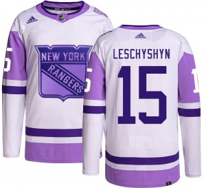 Jake Leschyshyn New York Rangers Adidas Authentic Hockey Fights Cancer Jersey