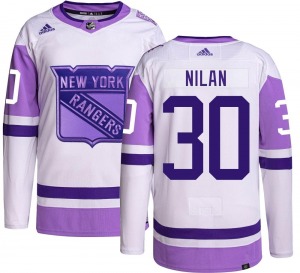 Chris Nilan New York Rangers Adidas Authentic Hockey Fights Cancer Jersey