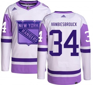 John Vanbiesbrouck New York Rangers Adidas Authentic Hockey Fights Cancer Jersey