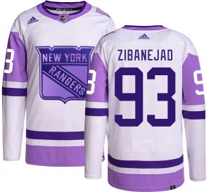 Mika Zibanejad New York Rangers Adidas Authentic Hockey Fights Cancer Jersey
