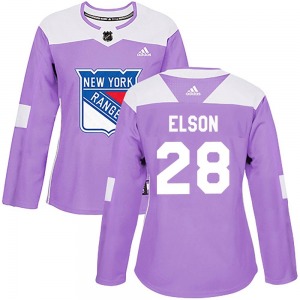 Turner Elson New York Rangers Adidas Women's Authentic Fights Cancer Practice Jersey (Purple)