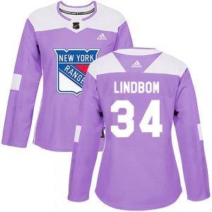 Olof Lindbom New York Rangers Adidas Women's Authentic Fights Cancer Practice Jersey (Purple)