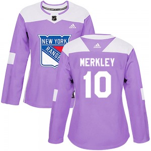 Nick Merkley New York Rangers Adidas Women's Authentic Fights Cancer Practice Jersey (Purple)