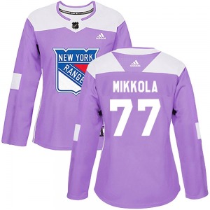 Niko Mikkola New York Rangers Adidas Women's Authentic Fights Cancer Practice Jersey (Purple)