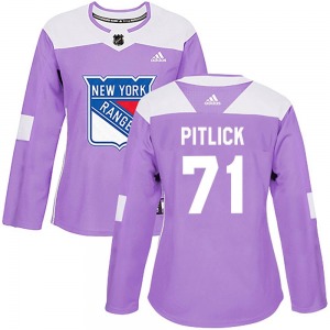 Tyler Pitlick New York Rangers Adidas Women's Authentic Fights Cancer Practice Jersey (Purple)