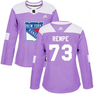 Matt Rempe New York Rangers Adidas Women's Authentic Fights Cancer Practice Jersey (Purple)