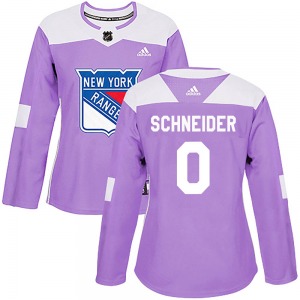 Braden Schneider New York Rangers Adidas Women's Authentic Fights Cancer Practice Jersey (Purple)