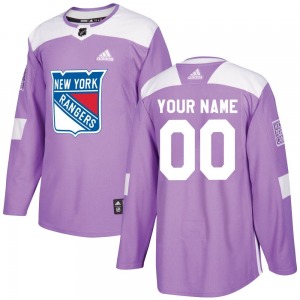 Custom New York Rangers Adidas Youth Authentic Custom Fights Cancer Practice Jersey (Purple)