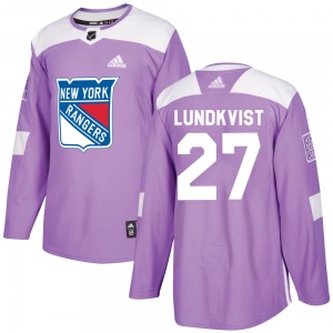 Nils Lundkvist New York Rangers Adidas Youth Authentic Fights Cancer Practice Jersey (Purple)