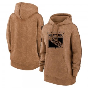 New York Rangers Women's 2023 Salute to Service Pullover Hoodie (Brown)