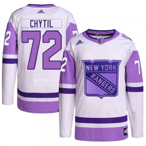 Filip Chytil New York Rangers Adidas Authentic Hockey Fights Cancer Primegreen Jersey (White/Purple)