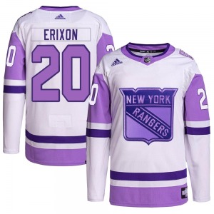 Jan Erixon New York Rangers Adidas Authentic Hockey Fights Cancer Primegreen Jersey (White/Purple)