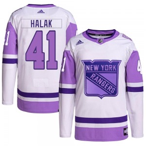 Jaroslav Halak New York Rangers Adidas Authentic Hockey Fights Cancer Primegreen Jersey (White/Purple)