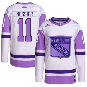 Mark Messier New York Rangers Adidas Authentic Hockey Fights Cancer Primegreen Jersey (White/Purple)