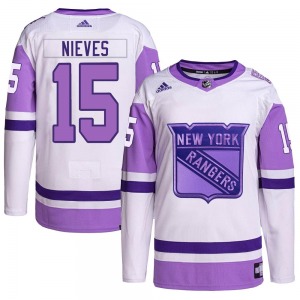 Boo Nieves New York Rangers Adidas Authentic Hockey Fights Cancer Primegreen Jersey (White/Purple)