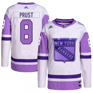 Brandon Prust New York Rangers Adidas Authentic Hockey Fights Cancer Primegreen Jersey (White/Purple)