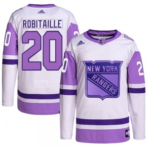 Luc Robitaille New York Rangers Adidas Authentic Hockey Fights Cancer Primegreen Jersey (White/Purple)